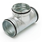 T-stuk 125-80 mm  geperst 90° staalverzinkt met rubberring