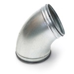 bocht geperst 45° 100mm staalverzinkt met rubberring.